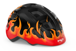 MET Hooray Børnehjelm -S 52/55cm Sort/flammer 1 MET Hooray Børnehjelm -S 52/55cm Sort/flammer